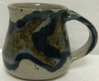 Jepson Handcrafted Stoneware Pottery 3 1/2 " Blue And Gray Glazed Coffee Tea Mug