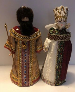 Russian Handcrafted Set Of 2 Dolls Euc