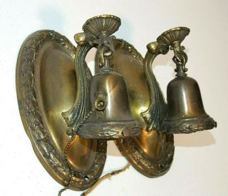 Pair Vintage Cast Brass Wall Sconces,  Electric,  Lamps,  Danging Light Fixtures