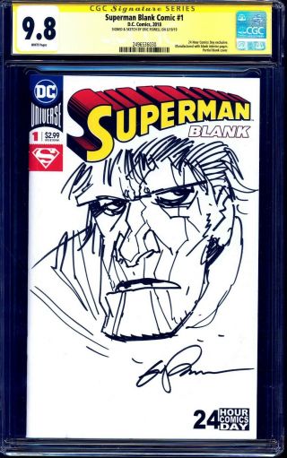 Superman 1 Blank Cgc Ss 9.  8 Signed Bizarro Sketch By Eric Powell Nm/mt Goon