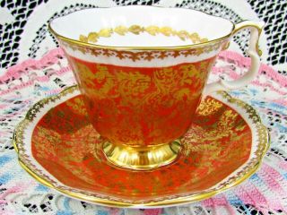 Royal Albert Buckingham Orange Gold Floral Chintz Tea Cup And Saucer