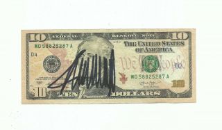 Us President Donald Trump Autographed Ten - Dollar Bill