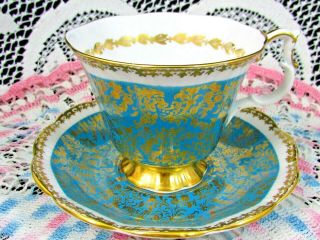 Royal Albert Buckingham Teal Gold Floral Chintz Tea Cup And Saucer