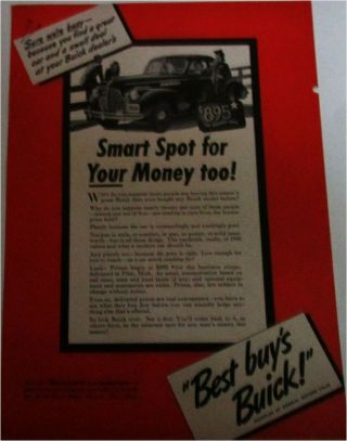 1940 Buick 2 Dr Sedan Car Ad