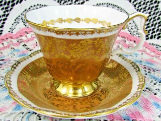 Royal Albert Buckingham Tan Gold Floral Chintz Tea Cup And Saucer