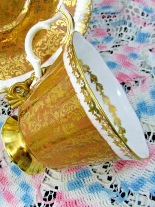 ROYAL ALBERT BUCKINGHAM TAN GOLD FLORAL CHINTZ TEA CUP AND SAUCER 3