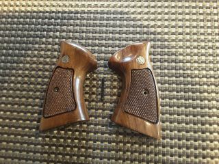 Smith And Wesson K Frame Factory Vintage Target Wood Grips S&w Square Butt Sb