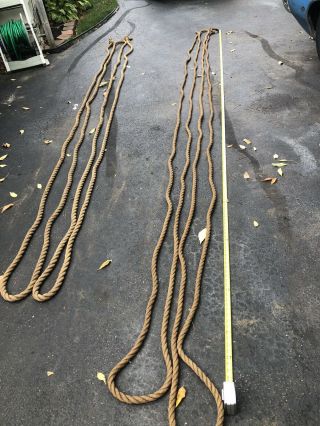 Approx 64 Feet X 7/8 Inch Vintage Old Primitive Hemp Jute Sisal Barn Rope