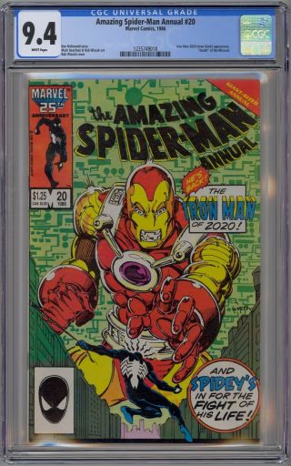 Spider - Man Annual 20 Cgc 9.  4 Nm Wp Iron Man 2020 Marvel Comics 1986