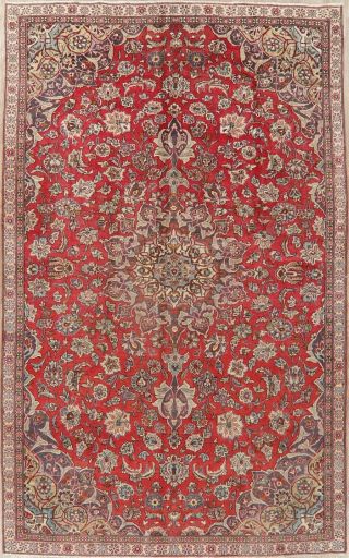 Vintage Traditional Floral Red Kashmar Area Rug Hand - Knotted Wool Carpet 7 