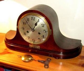 Gustav Becker Striking Mantle Clock & Rae Royal Aircraft Establishment Plaque Wd