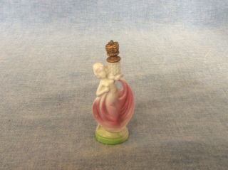 Vintage Crown Top Porcelain Perfume Bottle Lady Figurine Germany 4469