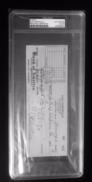 Lou Costello Signed 1945 Check Abbott & Costello Psa/dna Autographed Auto