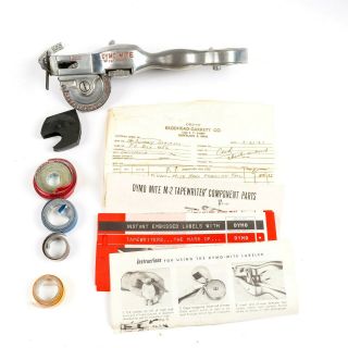 Vintage 1961 Dymo Mite M - 2 Labelwriter Hand Embossing Machine w Box & Acc. 2