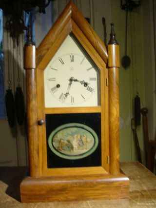Antique 1879 Seth Thomas Rosewood Sharp Gothic Steeple Shelf Clock Well