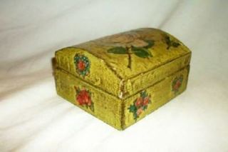 Italian Florentine Decoupage Roses Wood Box Rare Mid Century Antiqued