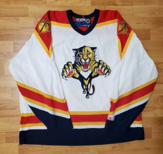 Florida Panthers Vintage Ccm Authentic Hockey Jersey Sewn Size Xxl