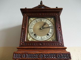 Antique Oak Chiming Mantel Clock By Winterhalder & Hofmeier C1900.