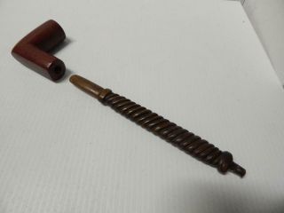 Vintage Antique Sioux Indian Catlinite Traveling Pipe Finely Carved Stem