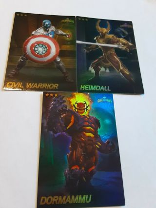 Marvel Contest Of Champions Cards Foil Rare Civil Warrior Heimdall Dormammu