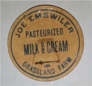 Joe Emswiler Grassland Farm Dairy Milk Bottle Cap