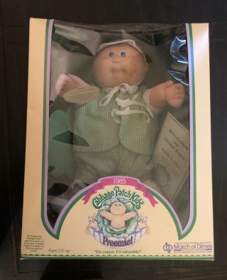 Vtg Cabbage Patch Kids “preemie Doll” 1985 W/papers For March Of Dimes