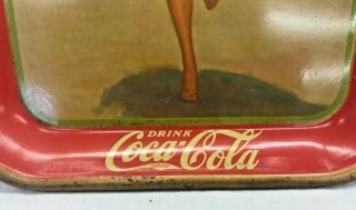 VINTAGE 1937 COCA COLA ADVERTISING TIP TRAY running on beach with coke bottle 3