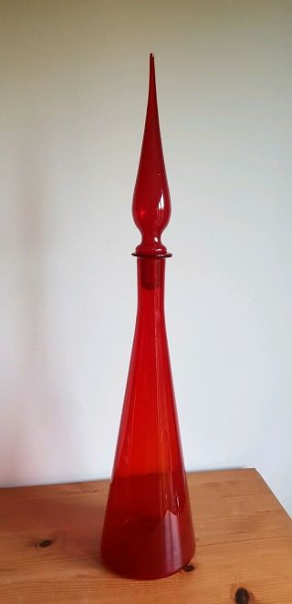 Red Vintage Genie Tall Bottle Mid Century