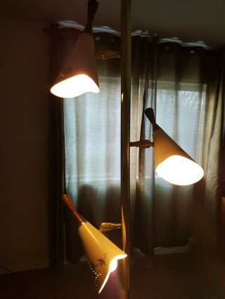 Tension Pole Lamp Mid Century 3 Light Vintage