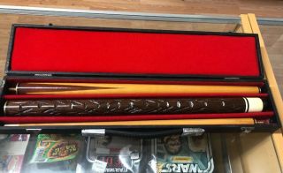 Vintage 3 - Piece Pool Cue And Case Unknown Brand 57 " Inch Pool Stick