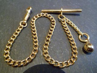 Vintage Gold Plated Albert Pocket Watch Chain And Orb Charm Fob