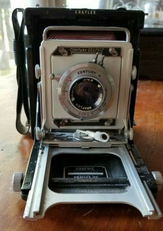 Vintage Graflex Century Graphic 3.  25 X 2.  25 Camera Graflex Lens 103mm F/4.  5
