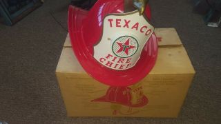 Vintage Texaco Fire Chief Fireman Hat Gas Service Station Helmet Ex W/box