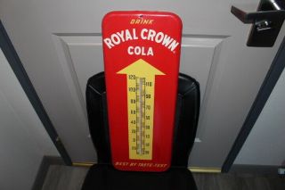 Vintage 1954 Rc Royal Crown Cola Soda Pop Gas Station 26 " Metal Thermometer Sign