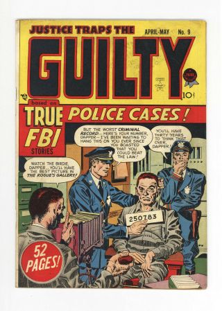 Justice Traps The Guilty 9 - Rare,  - Simon & Kirby Cover & Art 1949