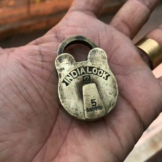 An Old Vintage Brass Small Miniature Padlock Lock With Key Collectible