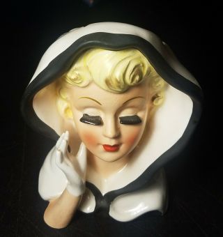 Vintage 1961 Inarco Head Vase E - 240 Ceramic 4 1/2 " High Lady Blonde Elegant Doll