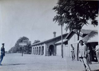1900s China Antique Photo " Peking Railroad Station " Sepia Photo 1913