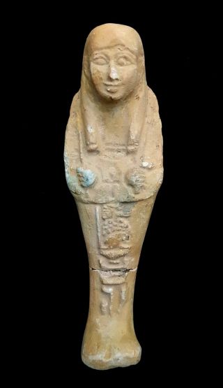 Shabti Egypt Faience Ushabti Ancient Antique Statue W/t Hieroglyphs Late Period