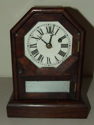 Antique 19th C.  Seth Thomas Octagon Top Mini Rosewood Cottage Clock Rare