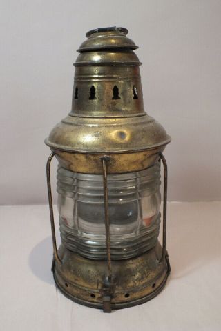 Antique National Marine Lamp Company York Nickle Lantern Clear Lens