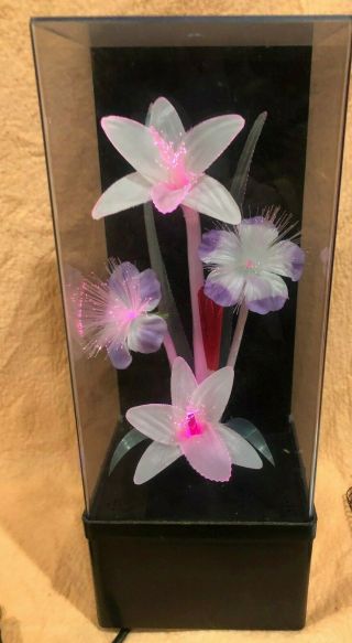 Fiber Optic Flower Lamp Music Box Color Changing Plays " Love Story " Vintage