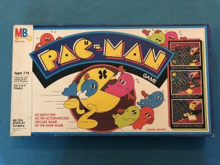 Vintage 1982 Milton Bradley Pac Man Board Game Red Ghosts Complete Ships