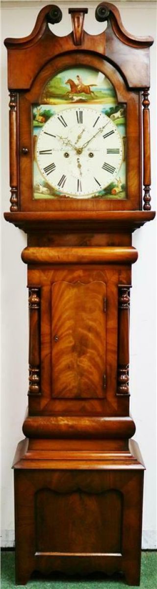 Stunning Antique English 19thc 8 Day Walnut Grandfather Longcase Clock