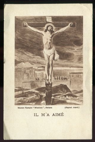 Old Holy Card Of Jesus Christ On The Cross