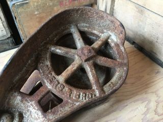 Antique Myers Cast Iron Hay Trolley Barn Pulley Vintage H 453 454 Farm Tool 3