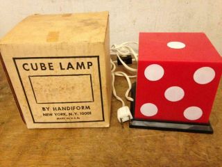 Vintage Dice Shaped Cube Table Desk Lamp By Handiform Mcm Box