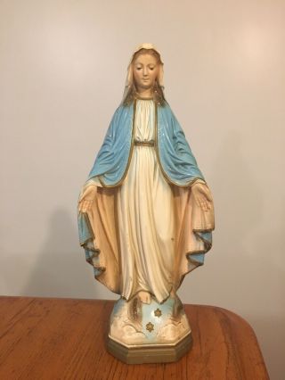 Vtg 16.  5 Chalkware Religious Catholic Blessed Virgin Mary Madonna Statue
