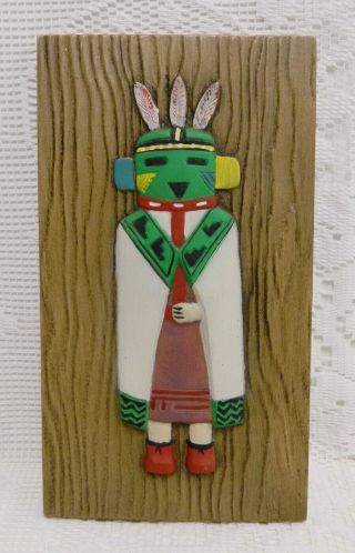 Vtg 1970 Hand Crafted Hopi Silent Kachina Doll Wall Plaque Bean Dance Ceremony