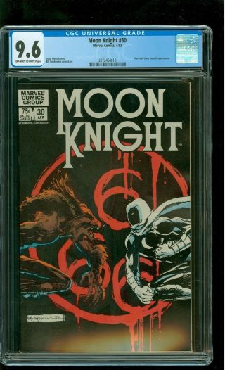 Moon Knight 30 Cgc 9.  6 Nm,  Werewolf Bill Sienkiewicz Cover Marvel 1983 Disney,